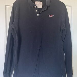 Hollister Men's Dark Polo with Red Logo